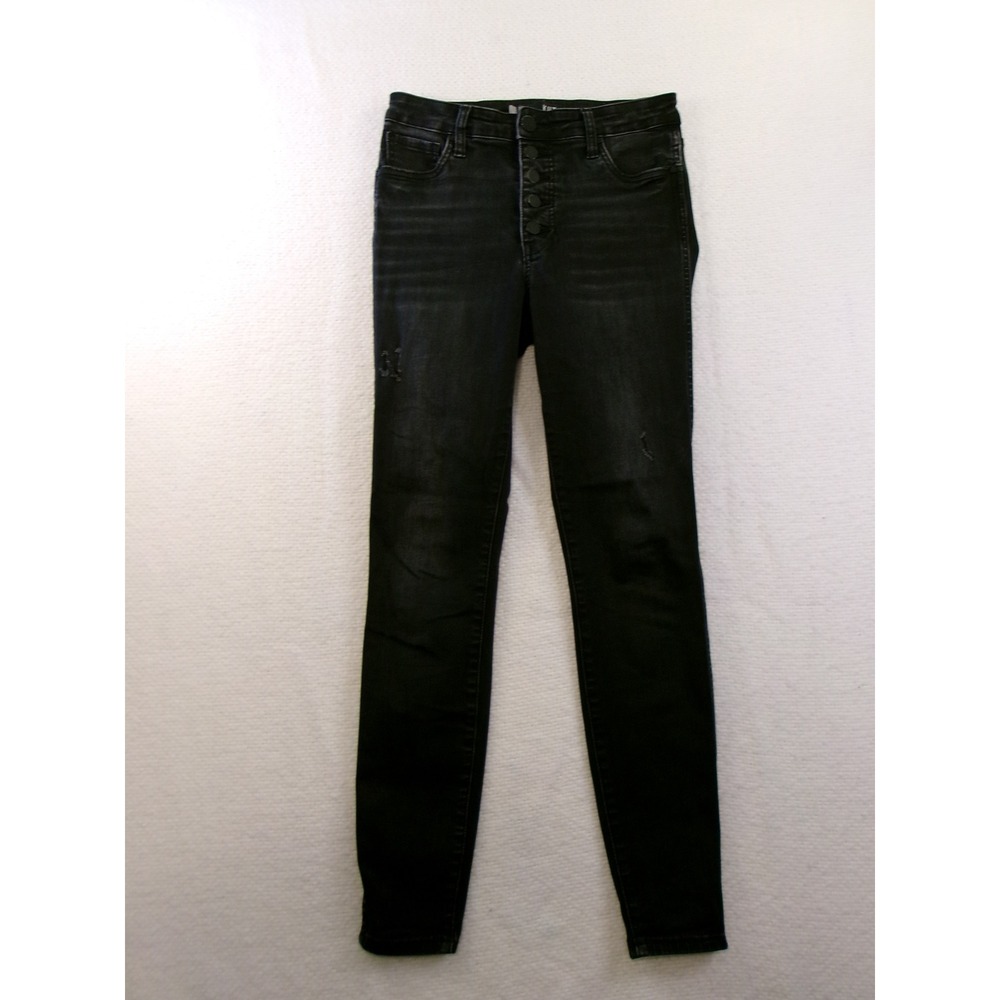 Kut from the Kloth Donna High Rise Skinny Black Button Fly Jeans 4